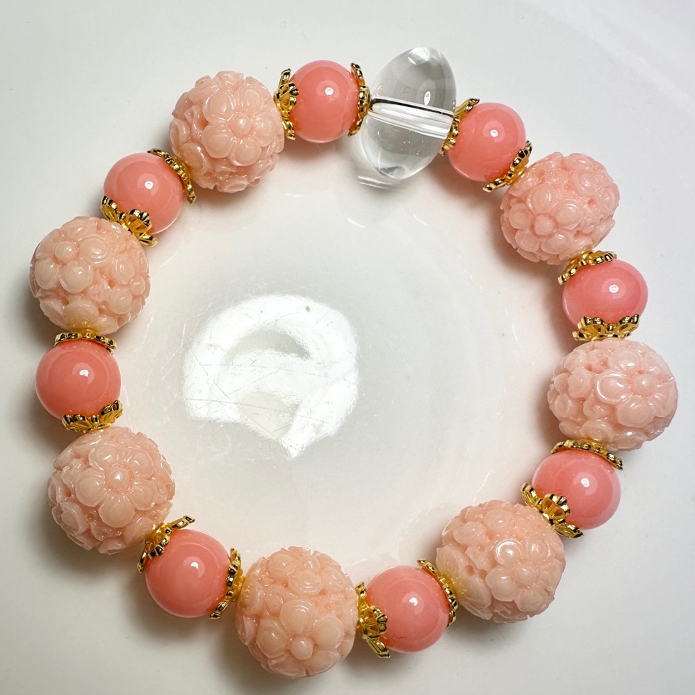 6.25 Pink Coral Beaded Bracelet
